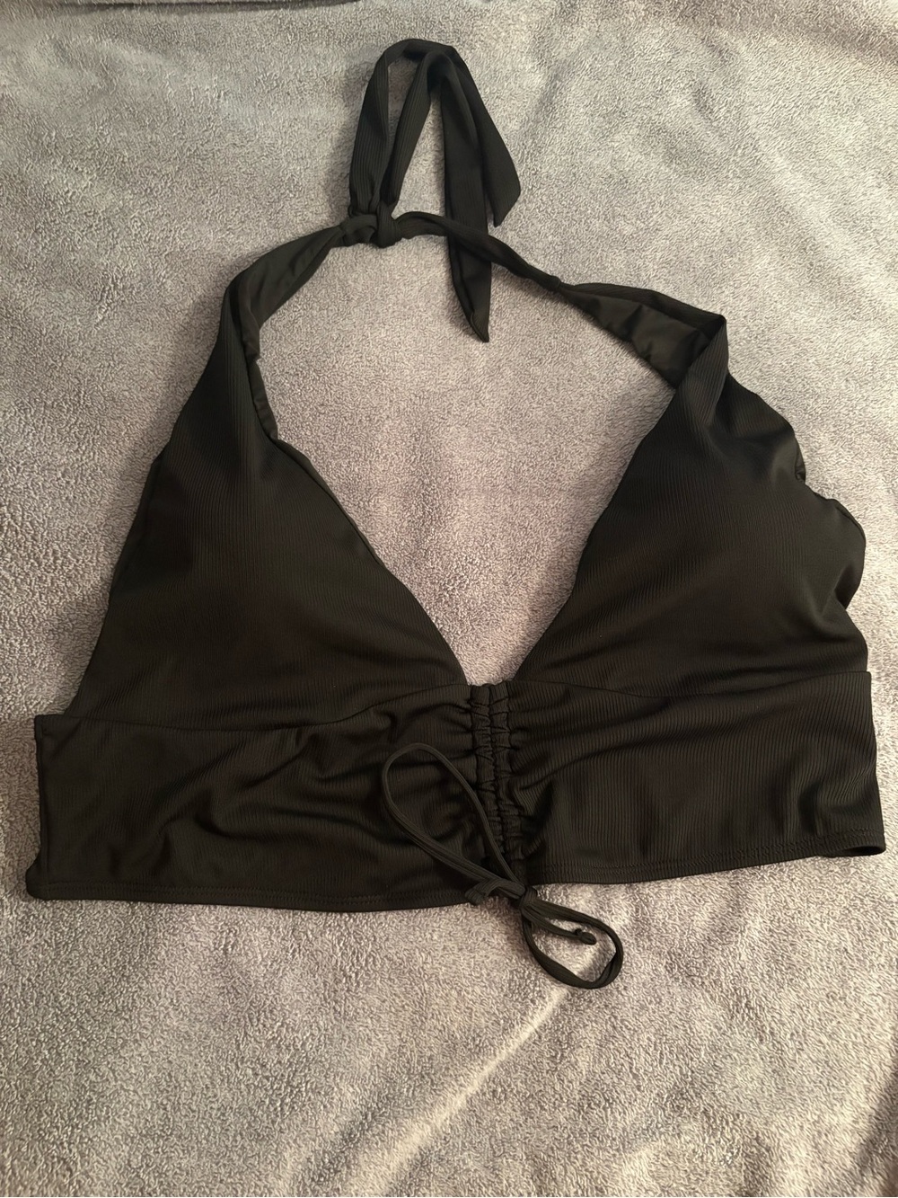 Fashion Nova Swim Bikini Top Halter Plus Size 3X Black Tie Detail Padded